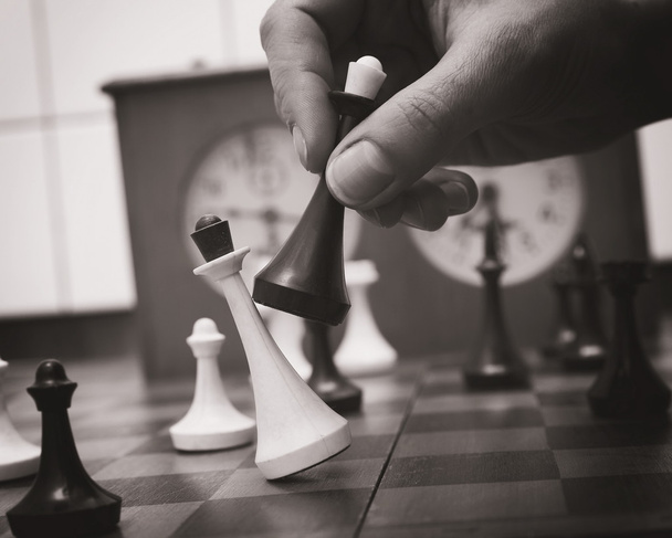 staré šachové figurky closeup - Fotografie, Obrázek