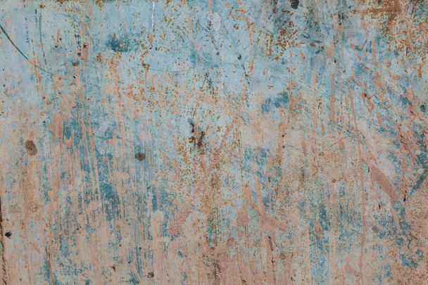 Old blue cracked paint on metal background - Photo, image