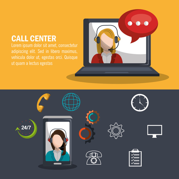 Call center ontwerp - Vector, afbeelding
