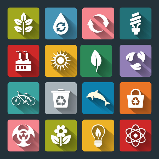 Set di icone vettoriali Eco in stile piatto
 - Vettoriali, immagini