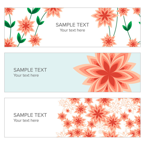 Web banner με γεωμετρικά λουλούδια ροδάκινο - Διάνυσμα, εικόνα