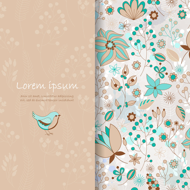 Card with round floral pattern. - Vector, afbeelding