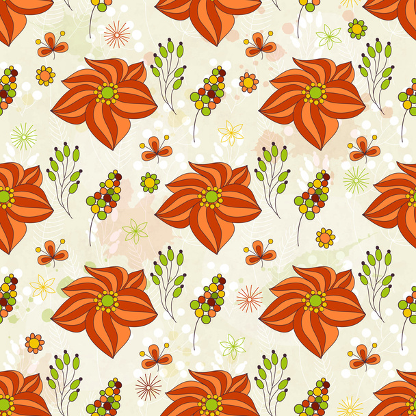 Seamless floral colorful vector pattern - Vektör, Görsel