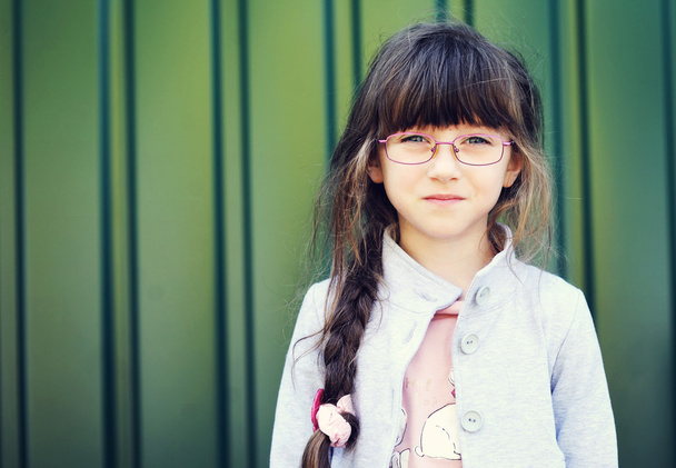 Portrait of brunette toddler girl in glasses - Foto, Imagen