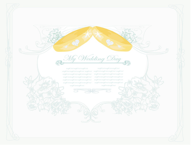 Wedding Invitation card with rings - Vektor, Bild