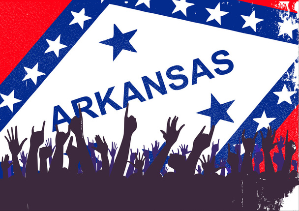 Arkansas State Flag with Audience - Vector, Image
