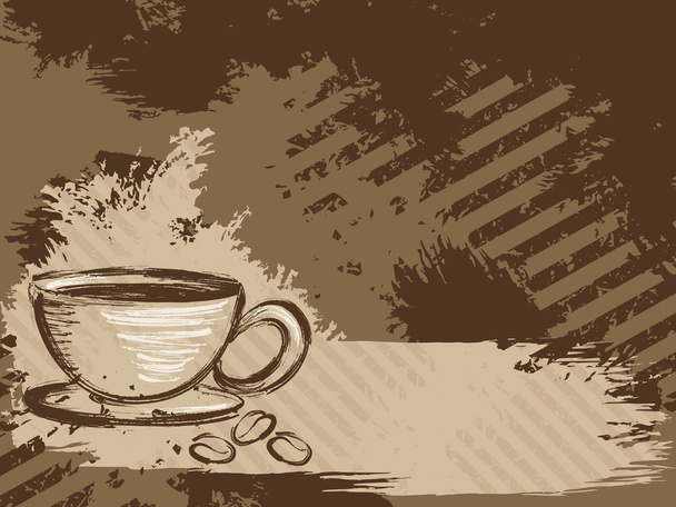 Horizontal grungy coffee background - Vector, afbeelding