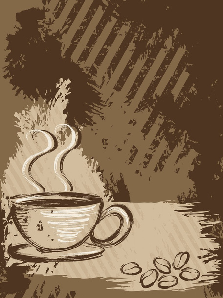 Vertical grungy coffee background - Vector, afbeelding