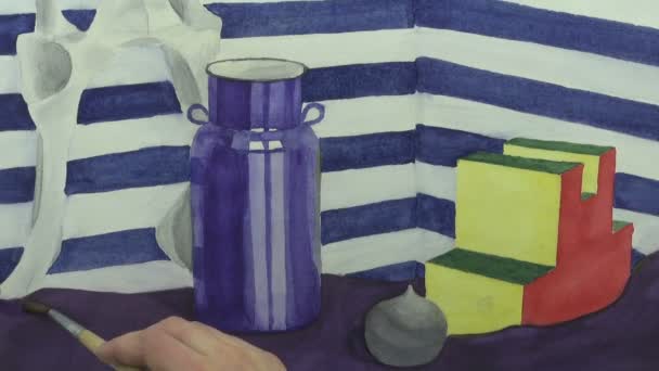 Painting still life with stripes - Footage, Video