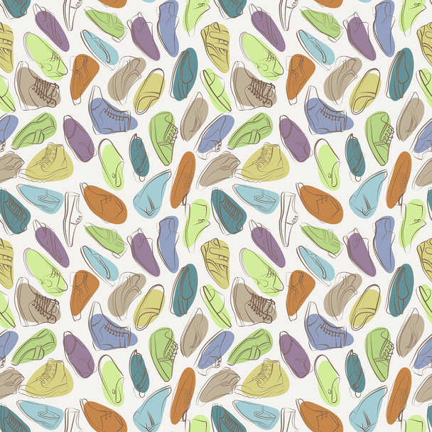 Vector seamless pattern of variety men shoes. - Vector, afbeelding