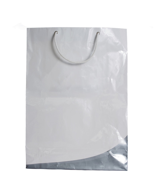Белый бумажный пакет на белом фоне с вырезкой пути
 - Фото, изображение