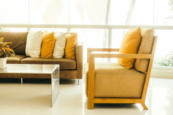 Beautiful luxury pillows on sofas - Fotó, kép