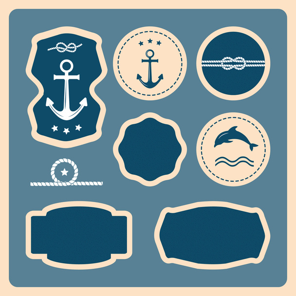 Nautical and sea icons, badges and labels. - Вектор,изображение