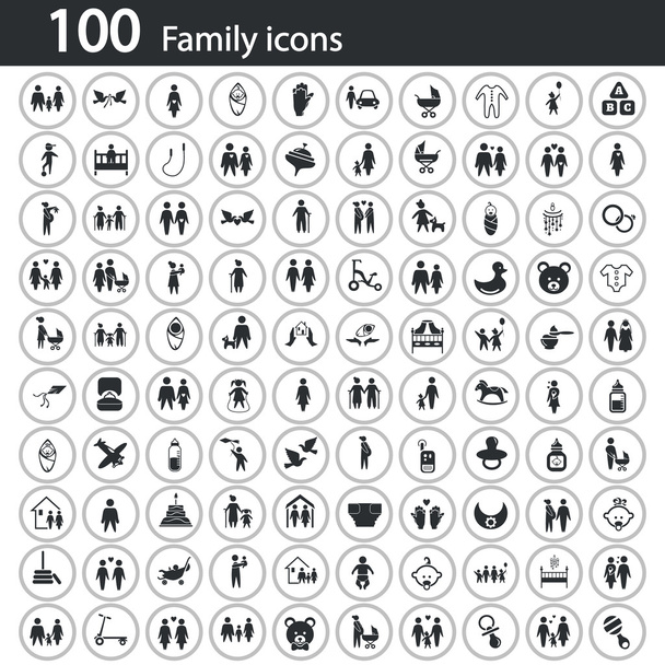Set di cento icone di famiglia
 - Vettoriali, immagini