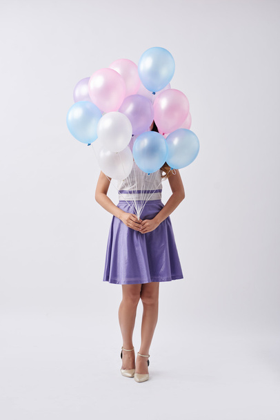 Girl with colorful balloons - Фото, зображення