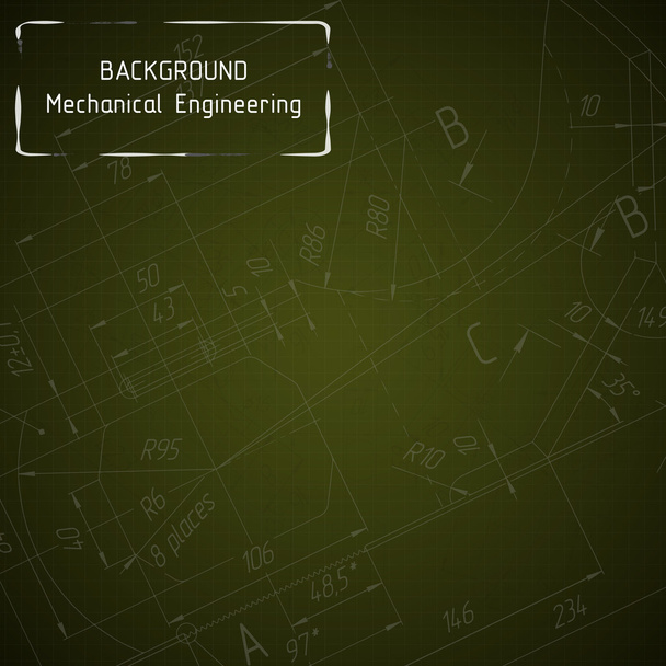Μηχανολόγων Μηχανικών σχέδια στο blackboard κίτρινο - Διάνυσμα, εικόνα