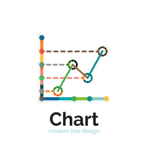 Cienka linia wykresu projektowanie logo. Wykres ikona kolorowy płaski nowoczesne - Wektor, obraz