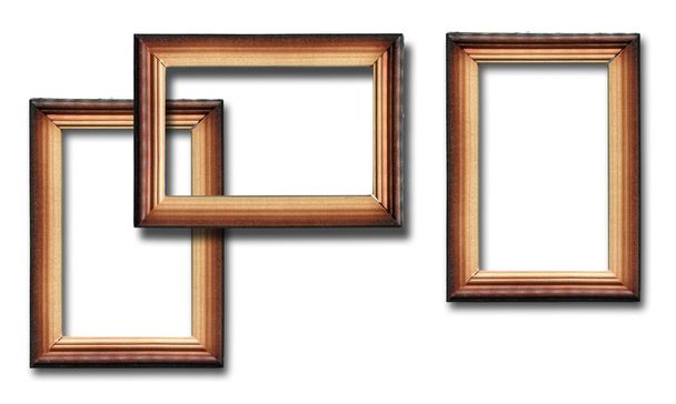 Wooden frames with shadow on white background - Photo, Image