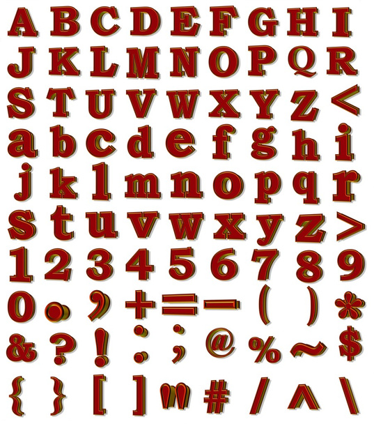 Alfabeto raster 3D, numerais, sinais
 - Foto, Imagem