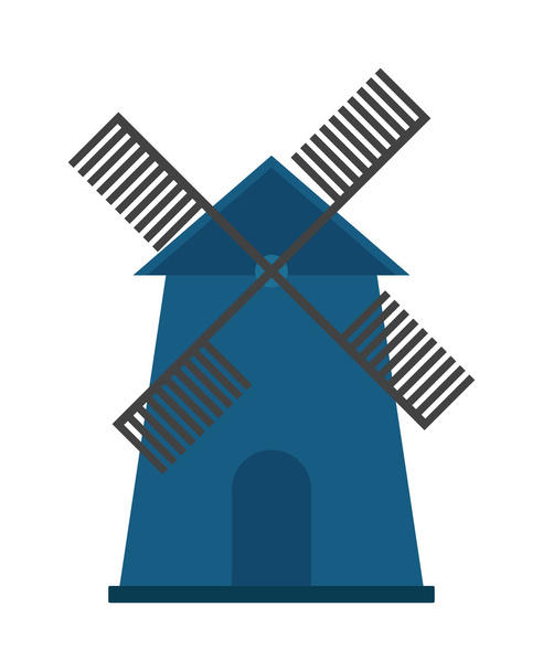 Antiguo molino de viento tradicional edificio color pintado granja concepto vector ilustración
. - Vector, imagen