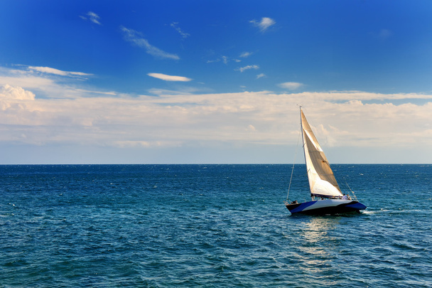 sailing boat in the Mediterranenan sea of Apulia, Italy - Photo, Image