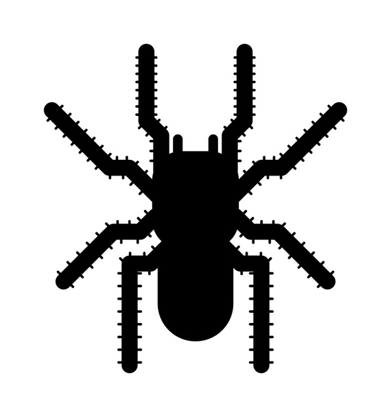 黒いクモの昆虫の危険シルエットベクトルアイコン. - ベクター画像
