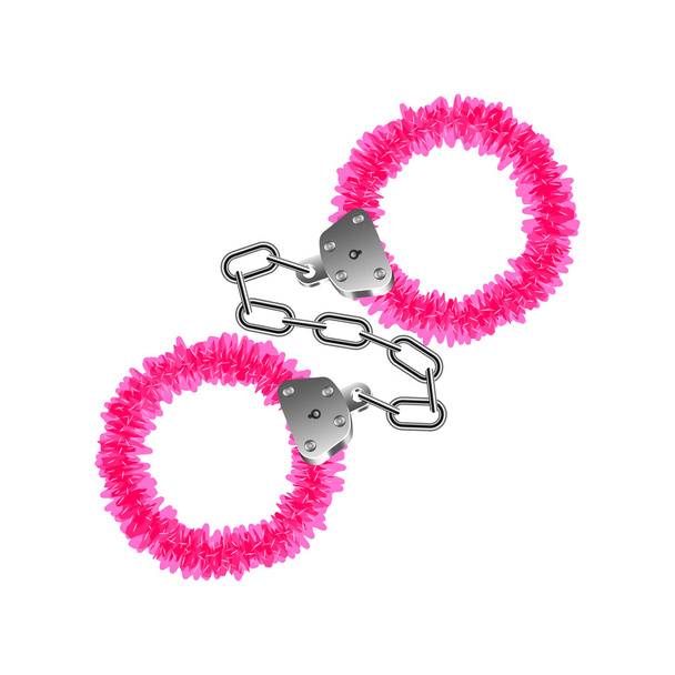 Pink handcuffs isolated on white vector - Vector, Image