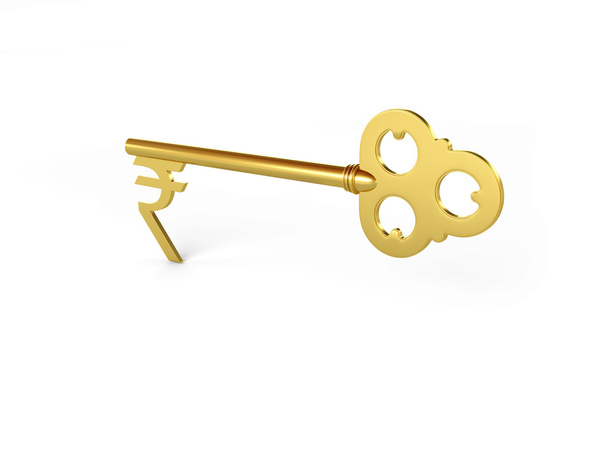     Indische Rupie mit goldenem Schlüssel - Foto, Bild