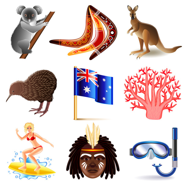 Australia icons vector set - Vector, Image