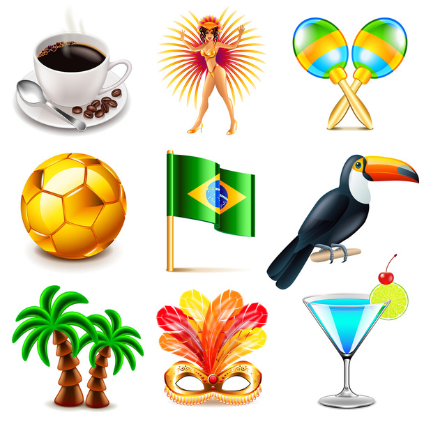 Brazylia ikony wektor zestaw - Wektor, obraz