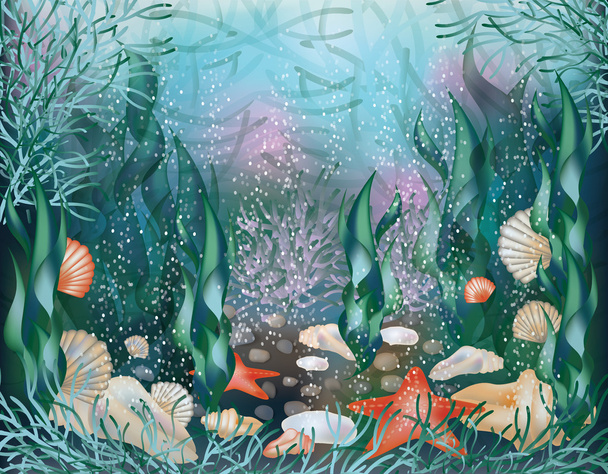 Underwater world, background. vector illustration - Вектор,изображение