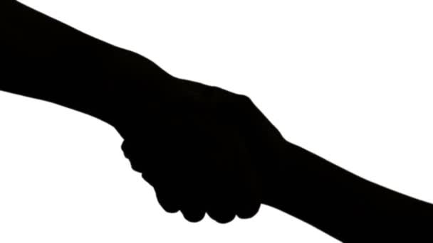 Detailní záběr ruky shake muž a žena v siluetě, černá a bílá - Záběry, video