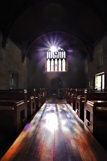 Darkroom like a castle or church illuminated  - Foto, Bild