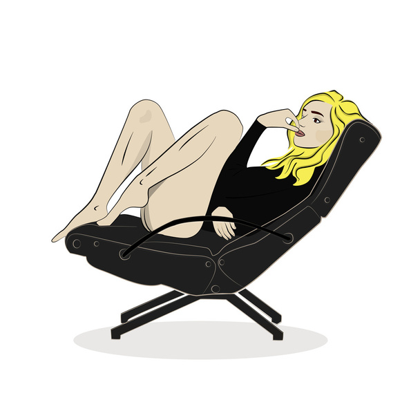 girl in leather chair illustration - Vektor, obrázek