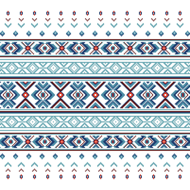 Conjunto de patrón de ornamento étnico en colores azules
 - Vector, imagen
