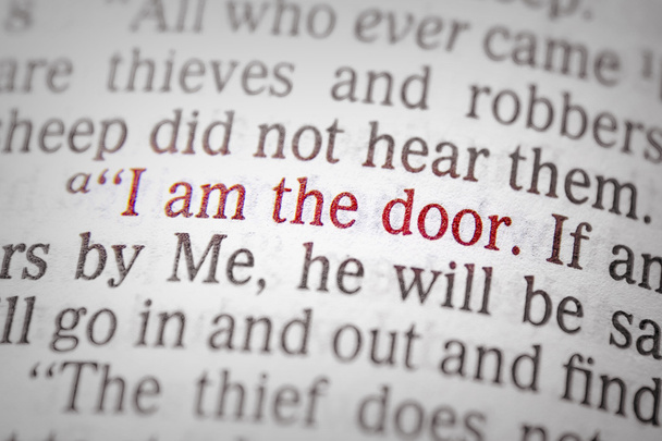 Bibeltext - Ich bin die Tür - Johannes 10: 9 - Foto, Bild