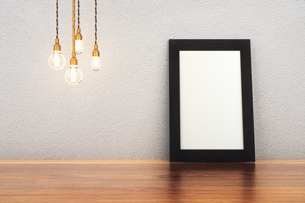 Blank frame and bulbs - Foto, Imagen