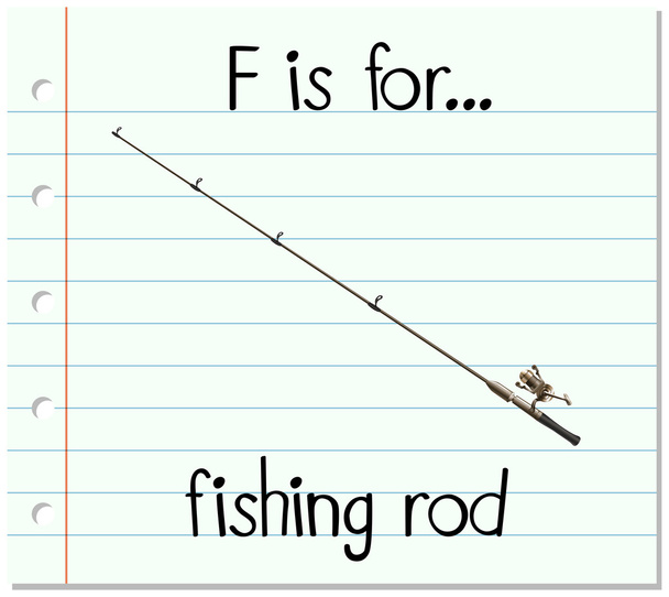 Kartičky písmeno F je pro rybářský prut - Vektor, obrázek