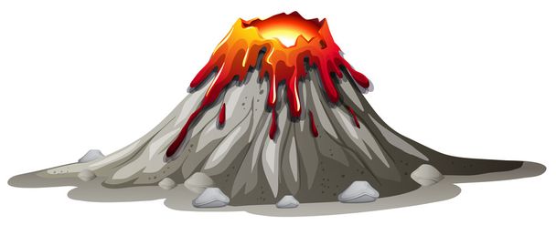 Volcano eruption with hot lava - Vector, Image