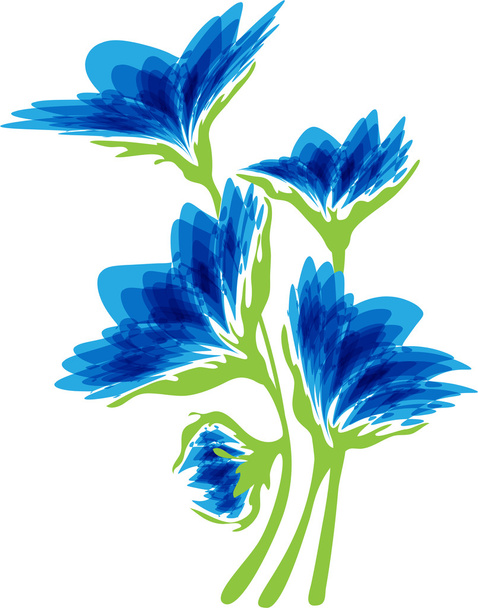 Blue flowers on a white background - Wektor, obraz