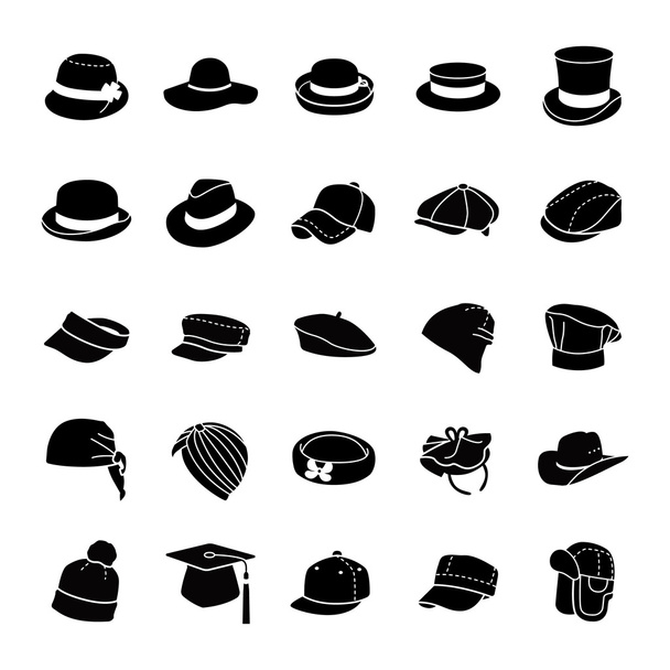 Hats glyph vector icons - Vector, Image
