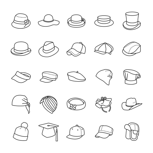 Hats outlines vector icons - Vector, imagen