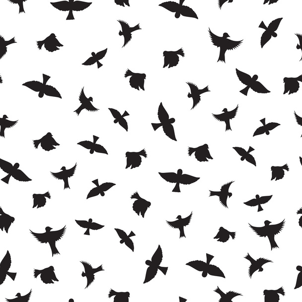Birds seamless pattern. Black silhouettes of birds. - Vektori, kuva