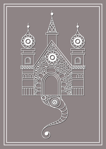 Graphic illustration with lacy castle 2 lace - Vector, Imagen