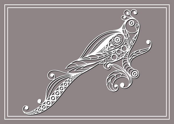 Graphic illustration with lacy parrot 1 lace - Vetor, Imagem