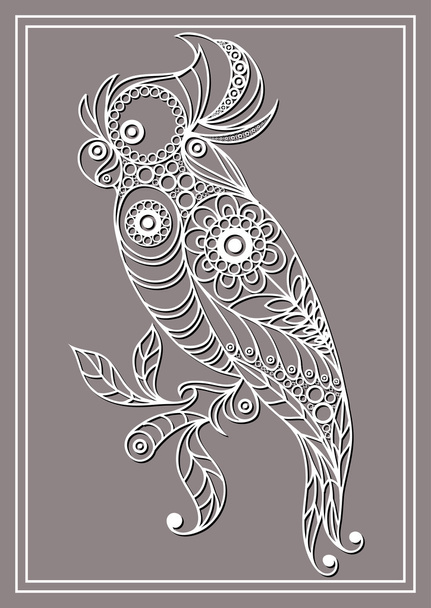 Graphic illustration with lacy parrot 3 lace - Vektor, obrázek