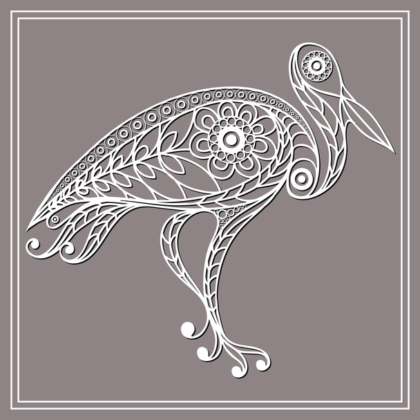 Graphic illustration with lacy stork 1 lace - Vecteur, image