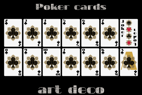 Je joue au club de cartes. Cartes de poker dans le style art déco. Vecteur
. - Vecteur, image