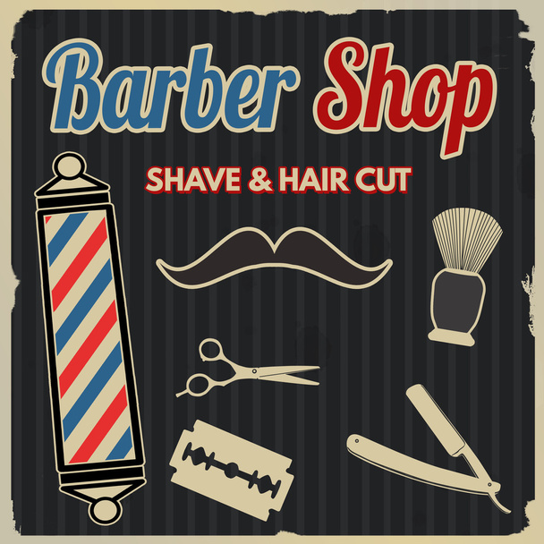 Barbeiro loja retro cartaz
 - Vetor, Imagem