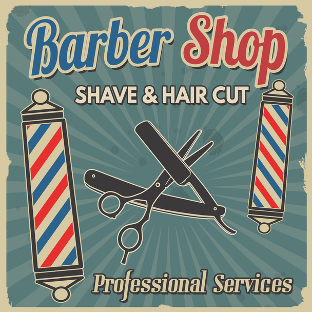 Barber shop retro poster - Vector, Image
